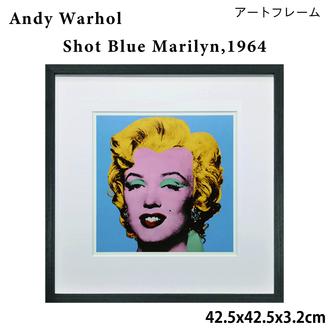 ＼マラソン★7/20(月)23:59まで10％オフクーポン・5倍Pアップ！／アートフレーム アンディ・ウォーホル Andy Warhol Shot Blue Marilyn,1964 42.5x42.5x3.2cm アートポスター マリリン・モンロー ポップアート 巨匠 アメリカンヴィンテージ 壁掛け用 額入り 送料無料｜リダクティオ　店