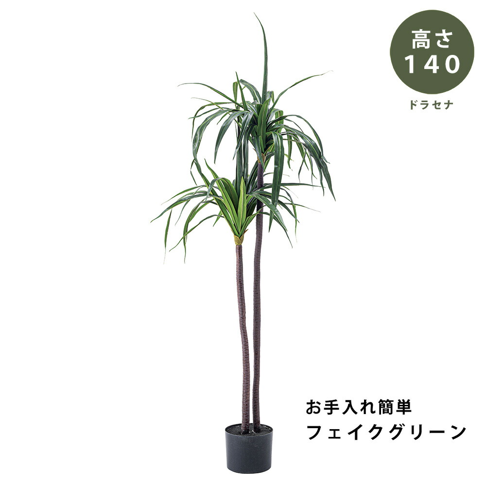 【完成品】フェイク グリーン 観葉植物 ドラセナ (140cm) リアル グリーン green お手入れ簡単 鉢付き プランター付き おしゃれ かわいい ガーデン 室内 飾り コンパクト|Reech Online