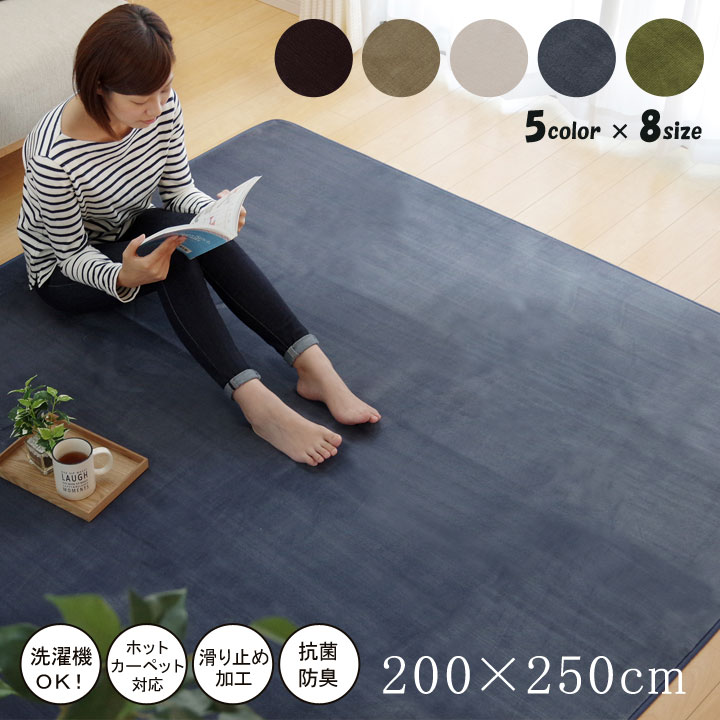 ラグ マット カーペット 3畳 200×250cm 長方形 ファブリック ホットカーペット カバー フランネル シンプル 丸洗い 洗濯 掃除楽 無地 軽量 コンパクト 滑らか 肌触り １人暮らし ワンルーム