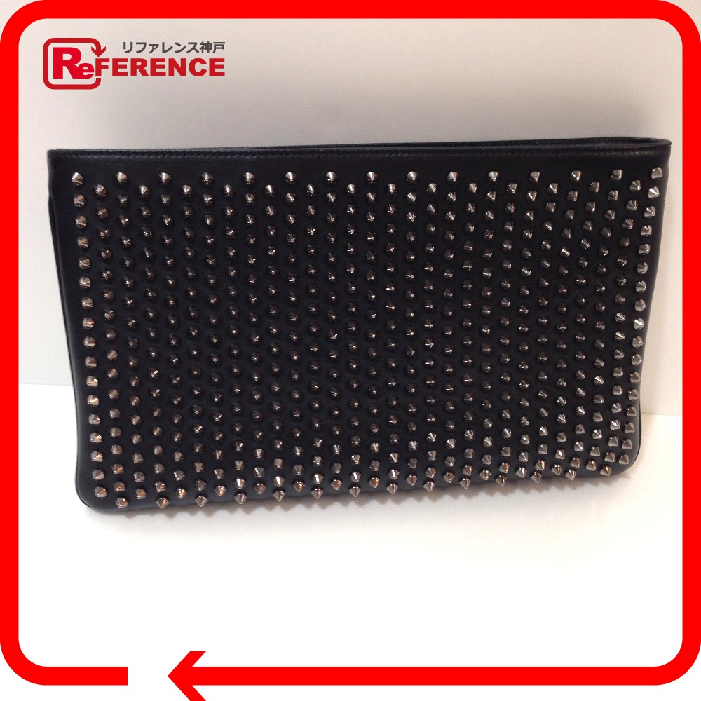 Brand Reference Authentic Louboutin Clutch Bag Authentic Louboutin Clutch Bag Rubiposh Spiked Studs 2 Way Chainshoulder Shoulder Black Leather 1165013