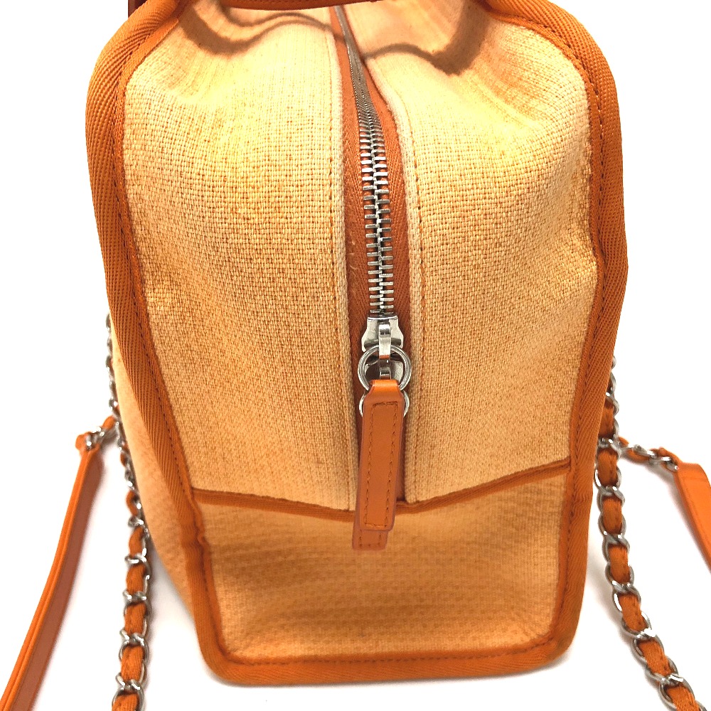 CHANEL シャネル A92750 トートバッグ 2WAYバッグ ハンドバッグ ドーヴィルライン ショルダーバッグ キャンバス×レザー/ オレンジ レディース【】