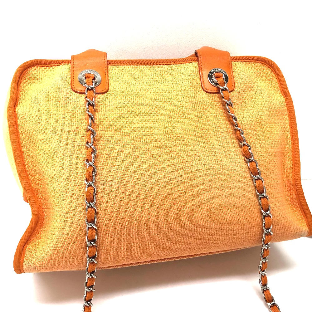 CHANEL シャネル A92750 トートバッグ 2WAYバッグ ハンドバッグ ドーヴィルライン ショルダーバッグ キャンバス×レザー/ オレンジ レディース【】