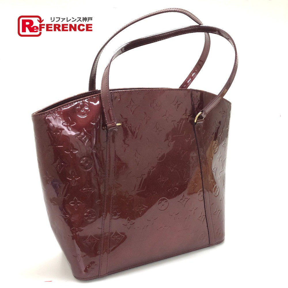 Authentic Louis Vuitton Monogram Vernis Avalon Gm Shoulder Bag Tote Wine Redbased Patent Leather