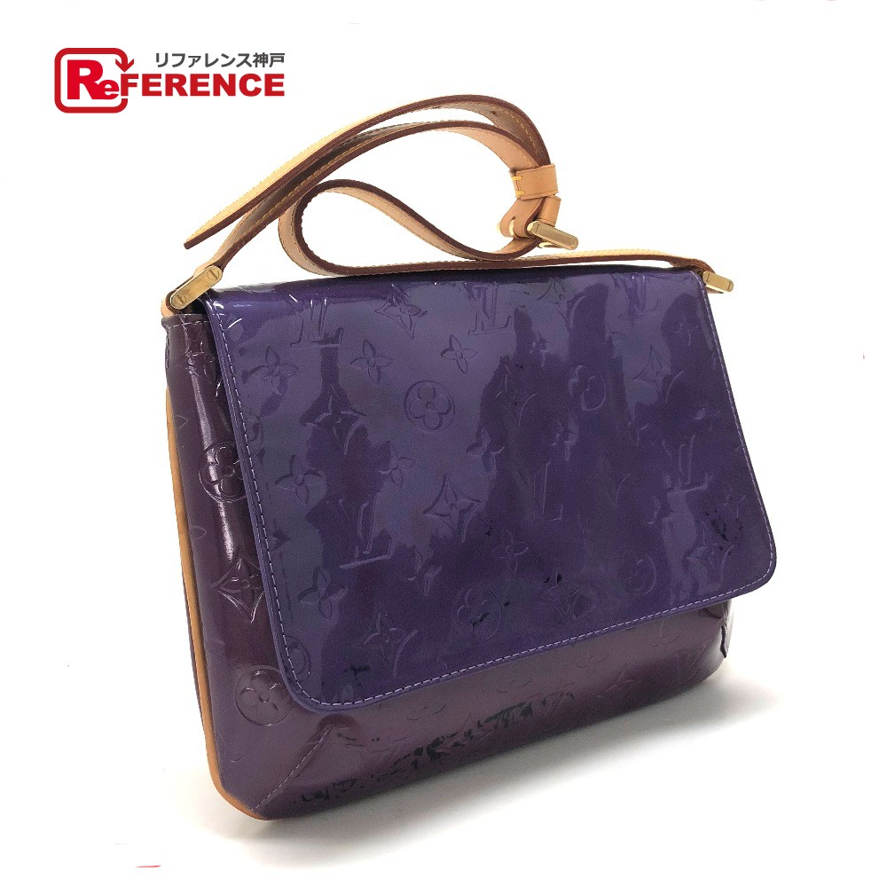 Authentic Louis Vuitton Monogram Vernis Thompson Street Semi Shoulder Bag Purple Patent Leather M91095