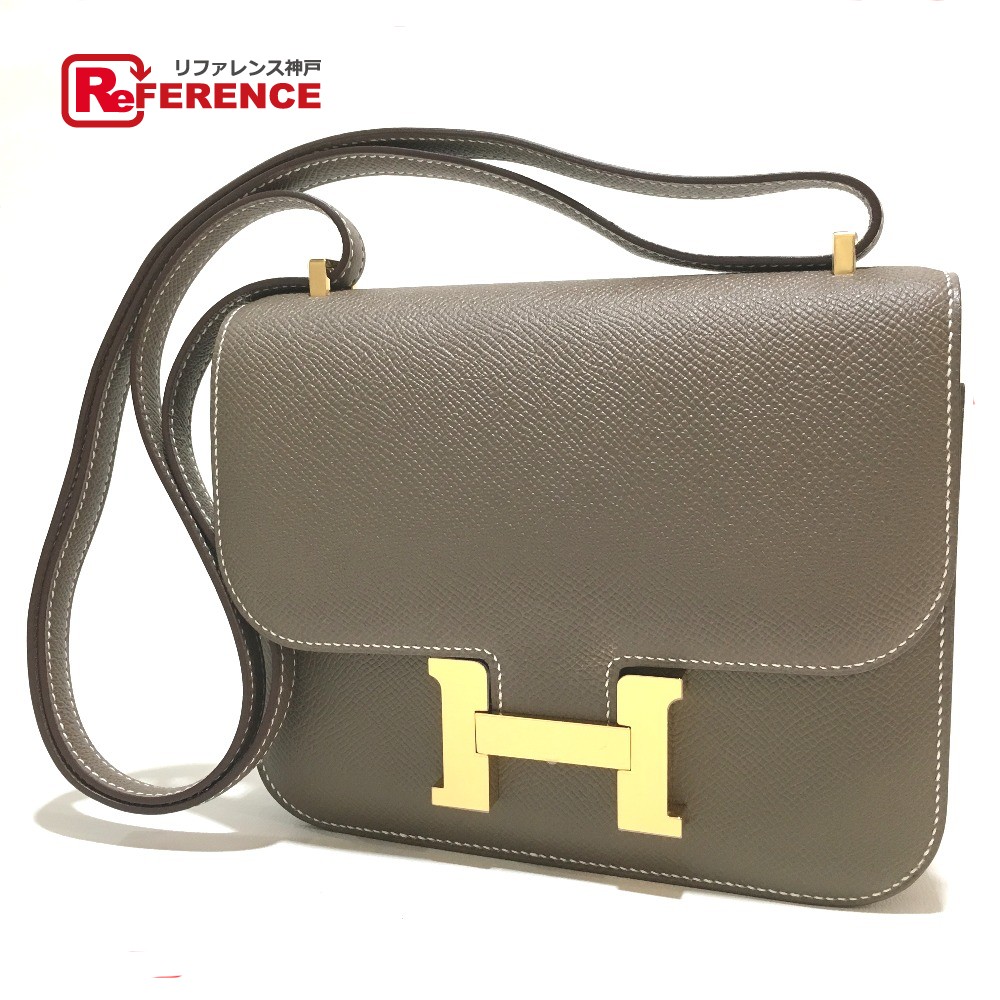Hermes H Metal Ings Constance Mini 3 ショルダーバッグエプソンエトゥープゴールド Lady S
