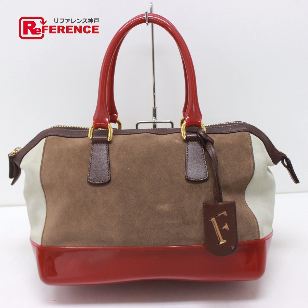 FURLA フルラ ハンドバッグ ボストンバッグ スエード /ラバー レディース ブラウン 【中古】｜ブランドショップ　リファレンス