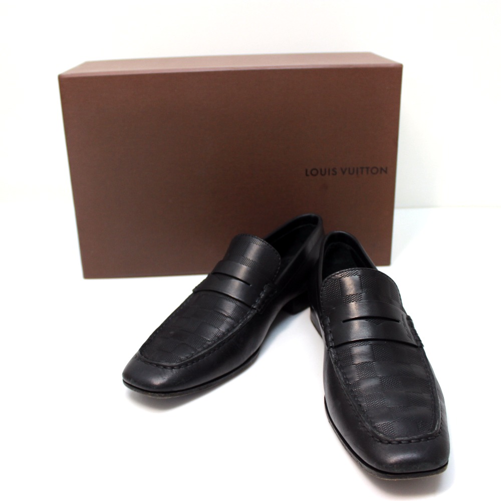 BRANDSHOP REFERENCE: AUTHENTIC LOUIS VUITTON Damier-Infini loafers Leather Shoes Black Damier ...