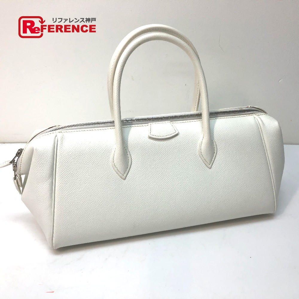 BRANDSHOP REFERENCE: AUTHENTIC HERMES Paris Bombay 27 Tote Bag Hand Bag SilverHardware/White ...