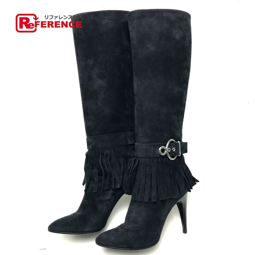 BRANDSHOP REFERENCE: AUTHENTIC LOUIS VUITTON With fringe Knee-high boots boots Black suede ...