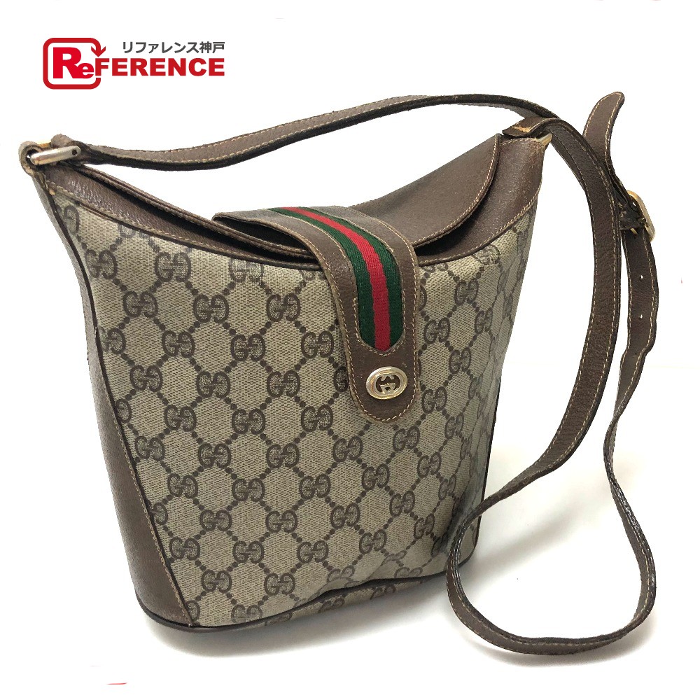 BRANDSHOP REFERENCE: AUTHENTIC GUCCI Old Gucci GG Plus Pochette Shoulder Bag Beige PVC x Leather ...