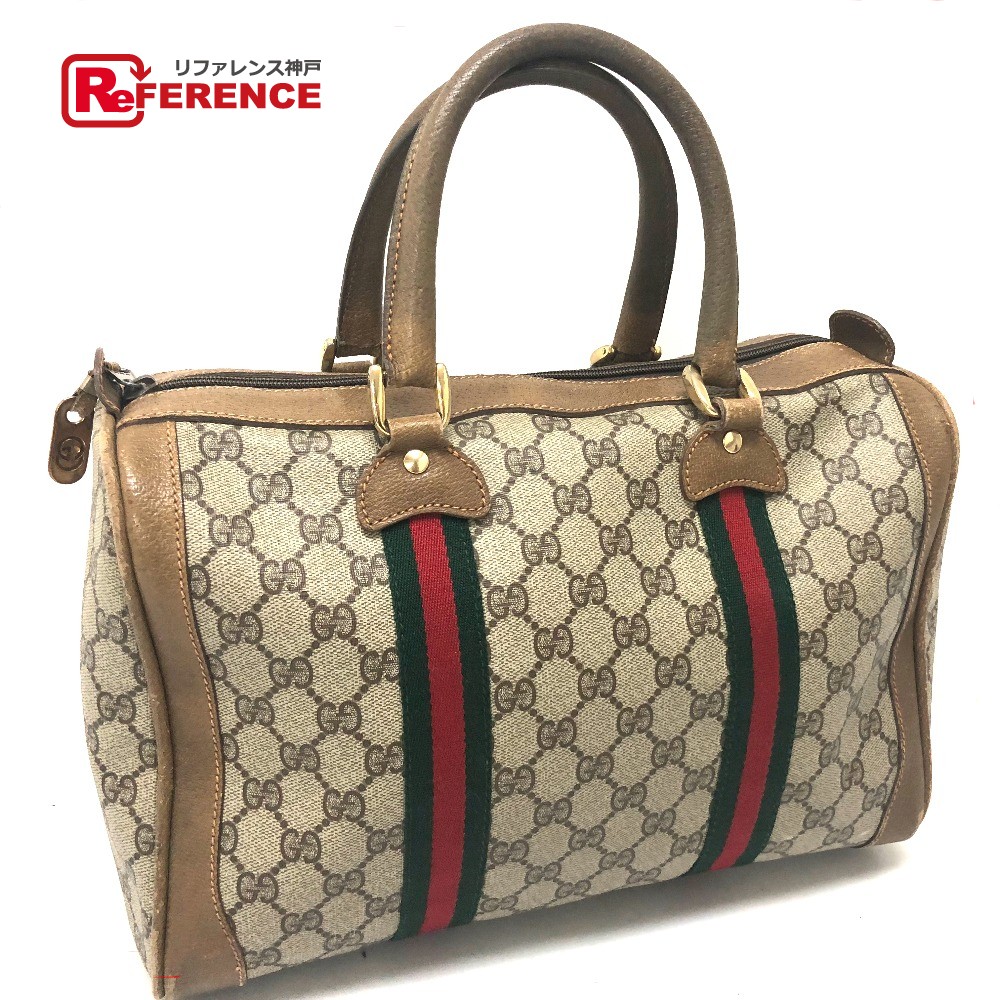 Authentic Gucci Old Sey Line Gg Plus Men S Women Mini Duffle Bag Hand Beige Pvc X Leather 002 098 0534