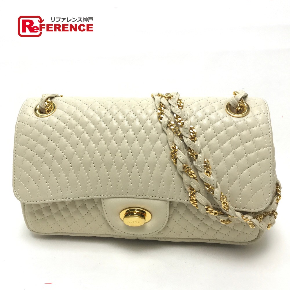 Authentic Bally Quilted Shoulder Bag Ivorybased Leather