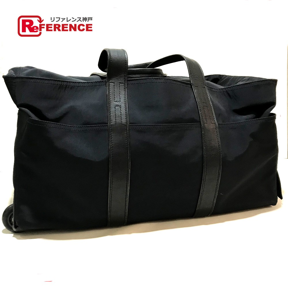 Authentic Hermes 2way Duffle Bag Acapulco Men S Women Carry Black Nylon X Leather