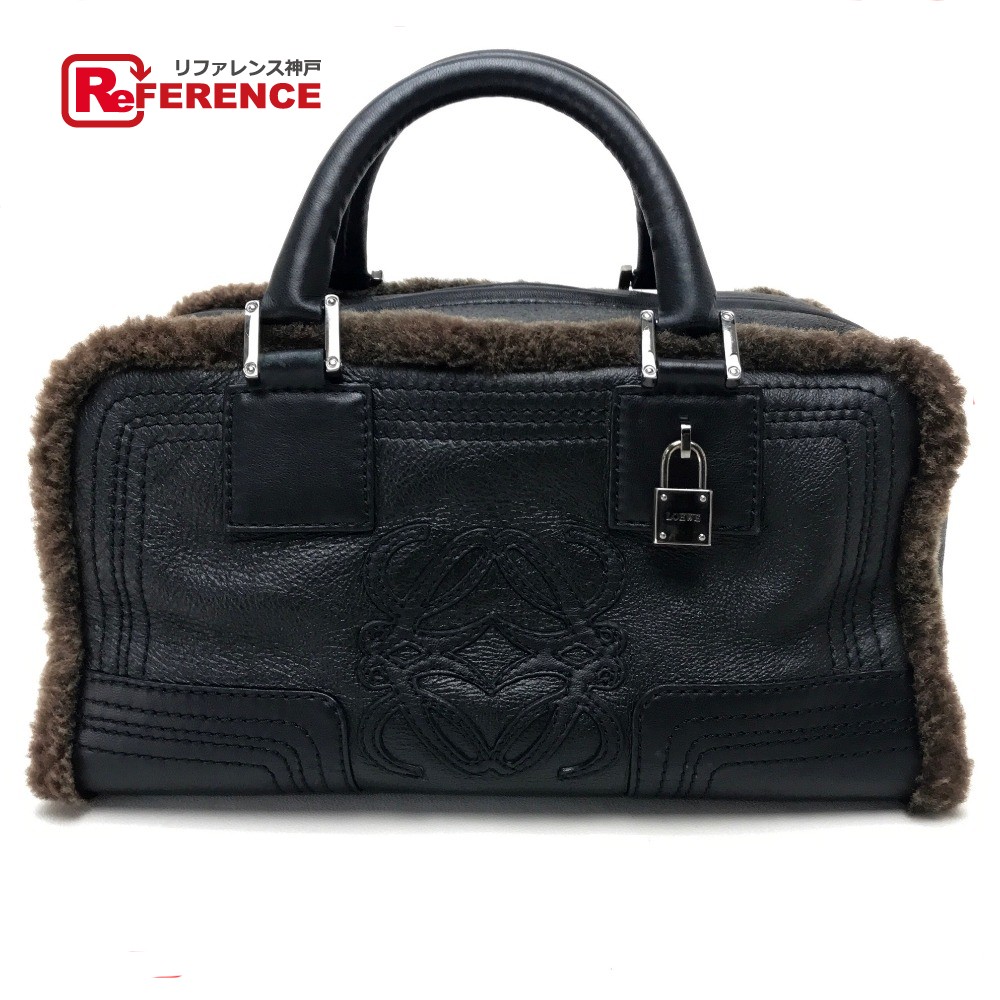 BRANDSHOP REFERENCE: AUTHENTIC LOEWE anagram Amazona28 Mini Duffle Bag Hand bag Black/Brown ...