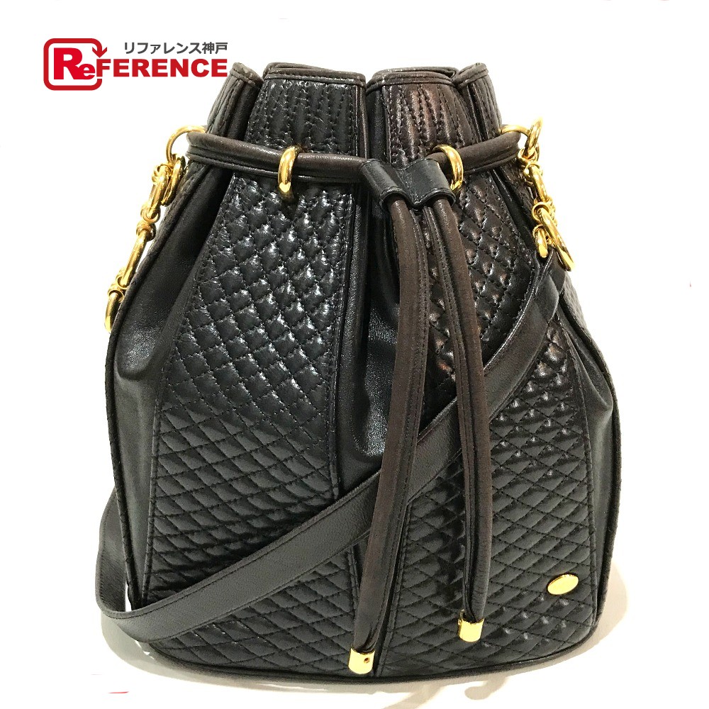 Authentic Bally Crossbody Quilted Purse Shoulder Bag Dark Brown Leather