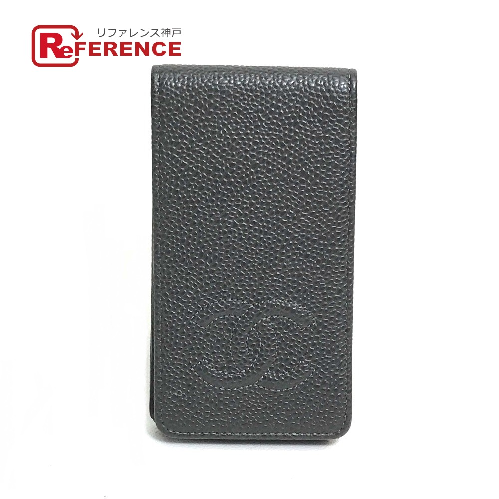 CHANEL シャネル CC ココマーク iphone4/4S対応 iphoneカバー 小物 ブランド雑貨 iPhoneケース キャビアスキン レディース グレー 新品同様 【中古】｜ブランドショップ　リファレンス