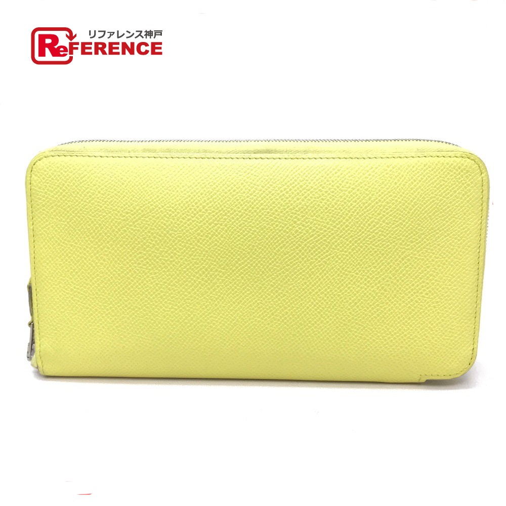 HERMES エルメス  シルクイン アザップロング ラウンドジッパー ジップウォレット 長紙入れ ヴォーエプソン /地絹 レディース スフレ 黄色 【中古】