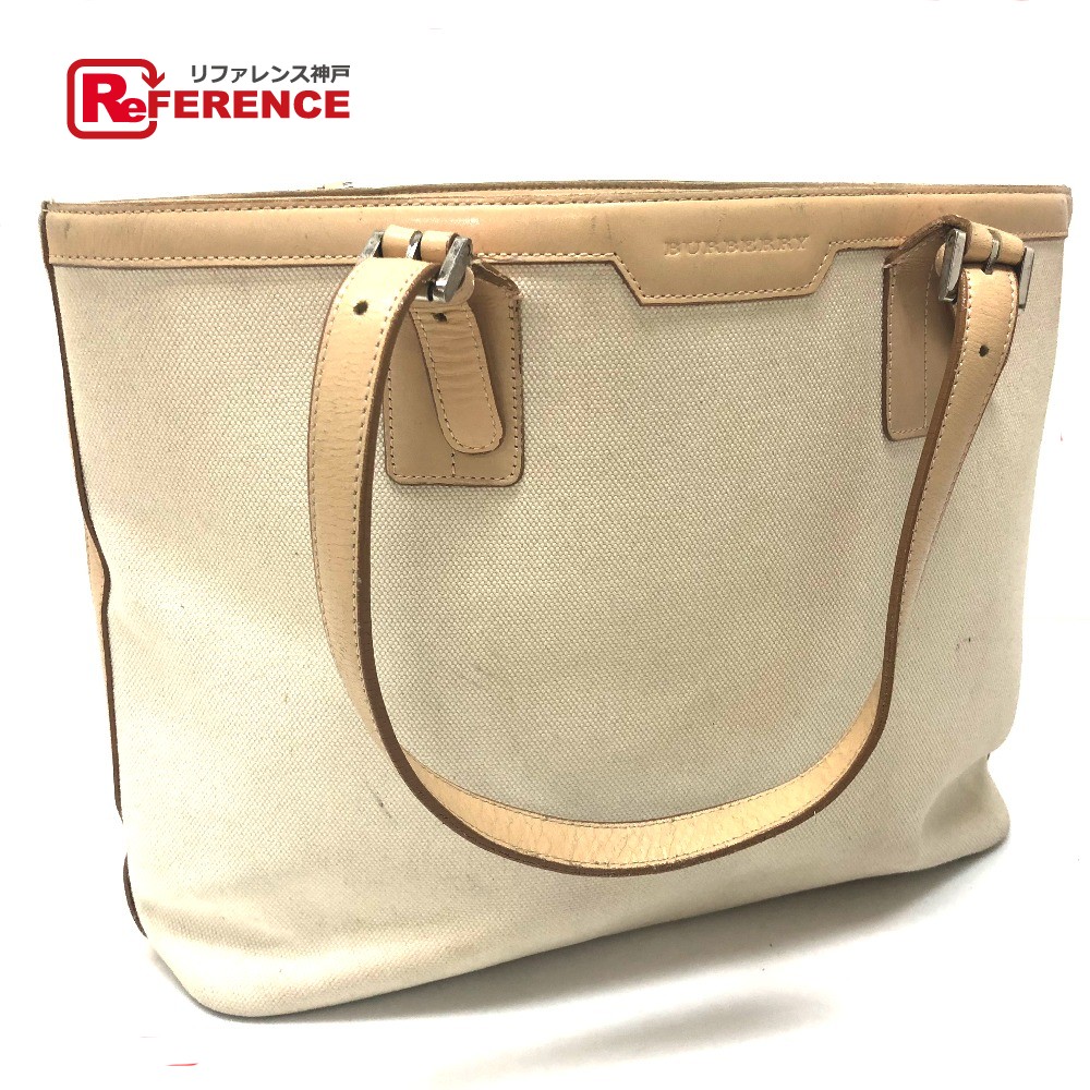 BRANDSHOP REFERENCE: BURBERRY Burberry tote bag shoulder bag canvas X leather / ivory Lady&#39;s ...