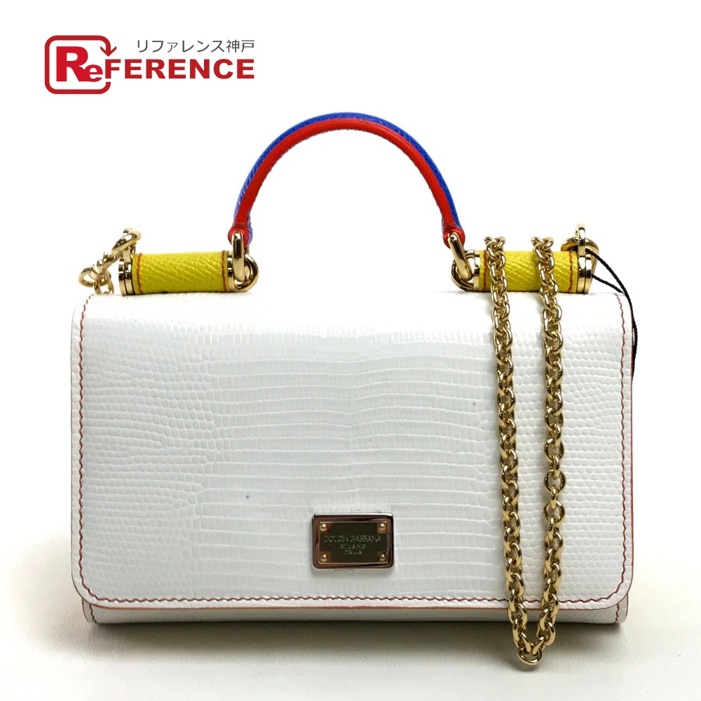 Dolce Gabbana And Bi0653 Smartphone Case Chain Sicily Phone Bag Iphone Leather White Uni Mint Condition