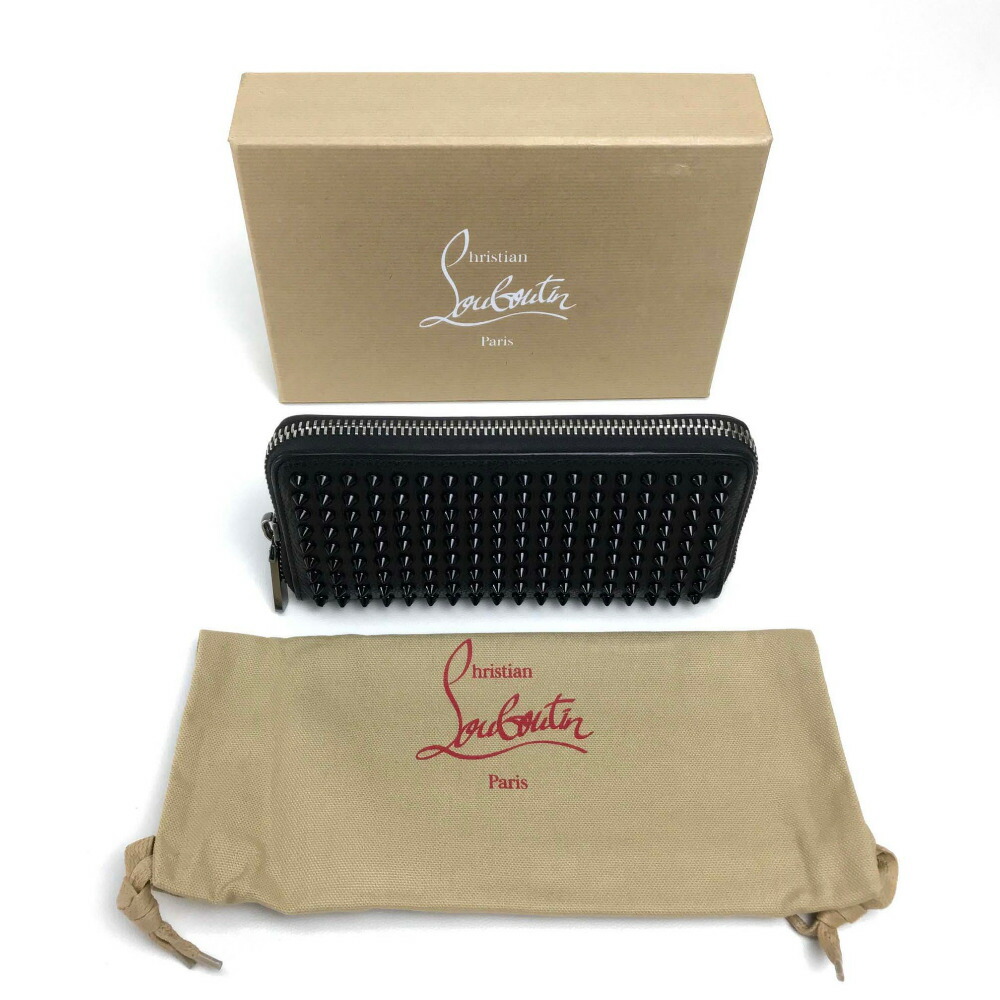 Christian クリスチャンルブタン 新品 中古 ラウンドファスナー長財布 Louboutin スタッズ パネトーネ 中古 レア物 ブランドショップ リファレンスchristian 長財布 小銭入れあり レザー ブラック レディース Louboutin クリスチャンルブタン 長財布