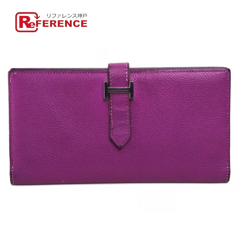 HERMES エルメス  ベアンスフレ マチ付き添い人 長紙入れ エプソン  レディース シクラメン パープル 【中古】