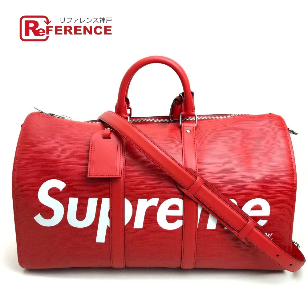 supreme duffle bag red leather