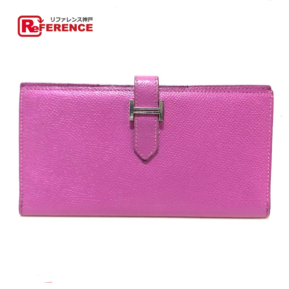 HERMES エルメス ヴォーエプソン ベアンスフレ 二つ折り長財布 刻印：□K HERMES エルメス ベアンスフレ 長財布 ヴォーエプソン ゴールド