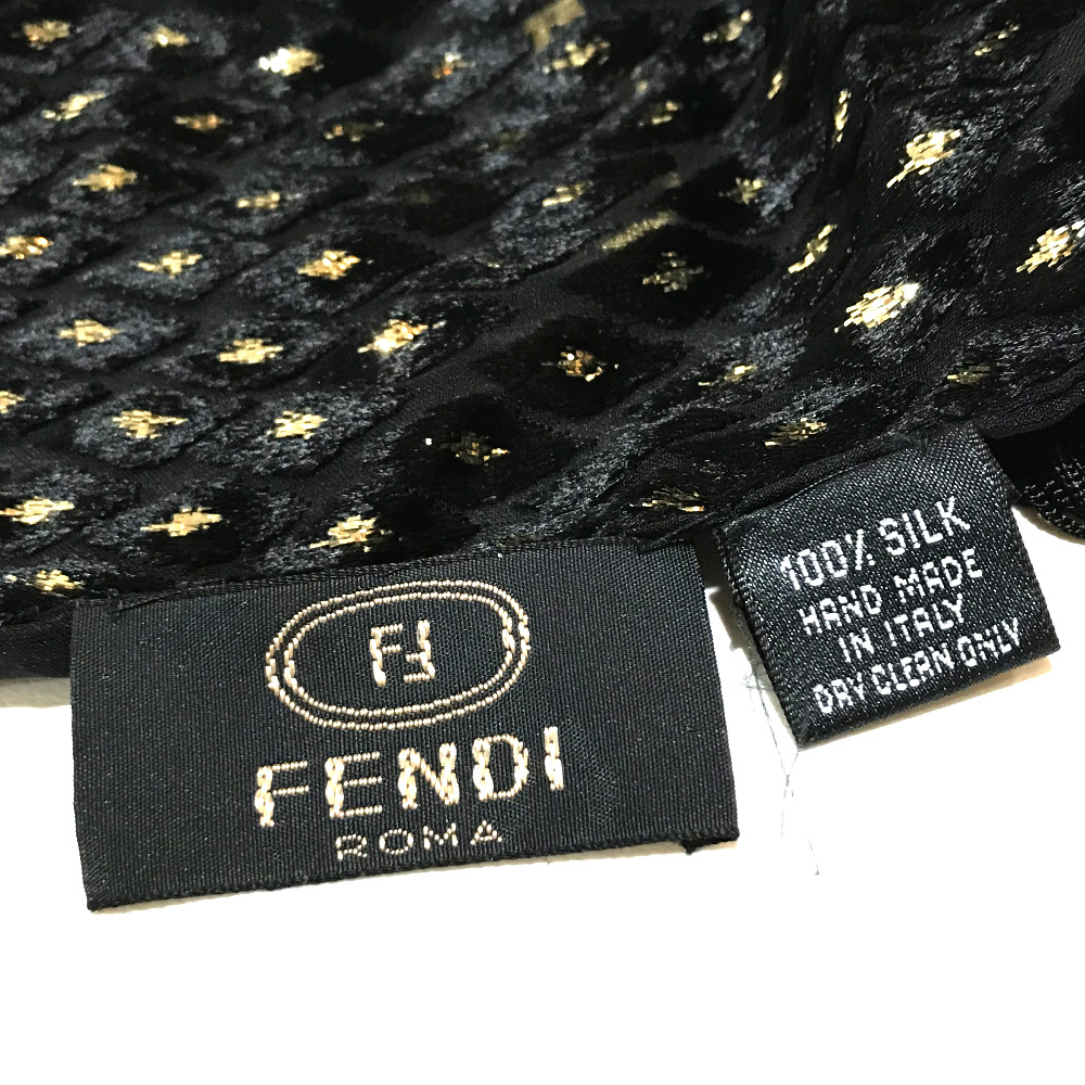 Fendi その他 マフラー スカーフ 中古 フェンディ エルメス リファレンス タグ有 Louis ラメ入り シルクショール 腕時計 Rolex マフラー Gucci レディース シルク100 グッチ ブラック ゴールド レディース 中古 中古 ブランドショップ リファレンス 中古 中古