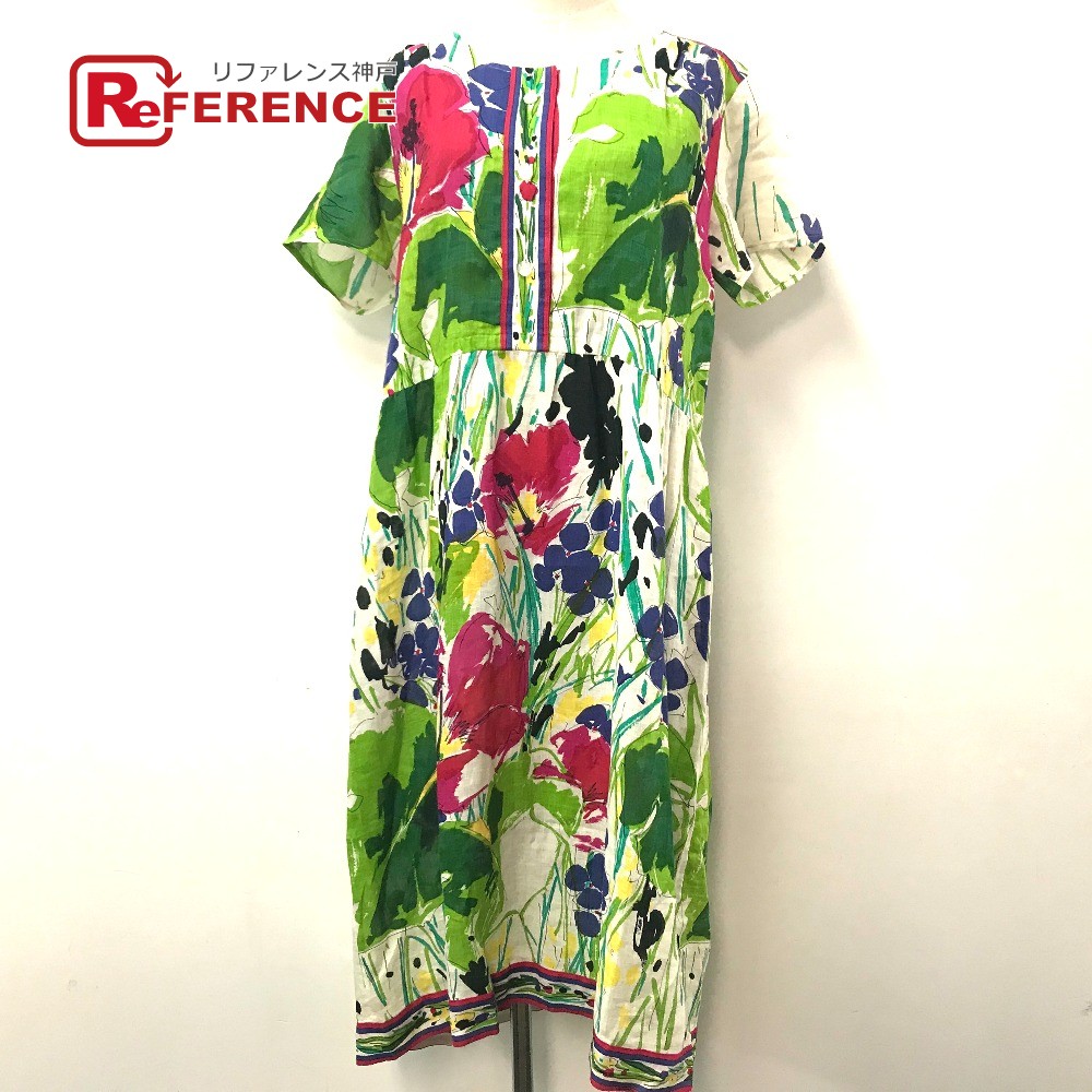 贅沢 レオナール Leonard 総柄 中古 マルチカラー レディース 麻 ワンピース ロング丈 E 0701 23 Bhavaspa Com