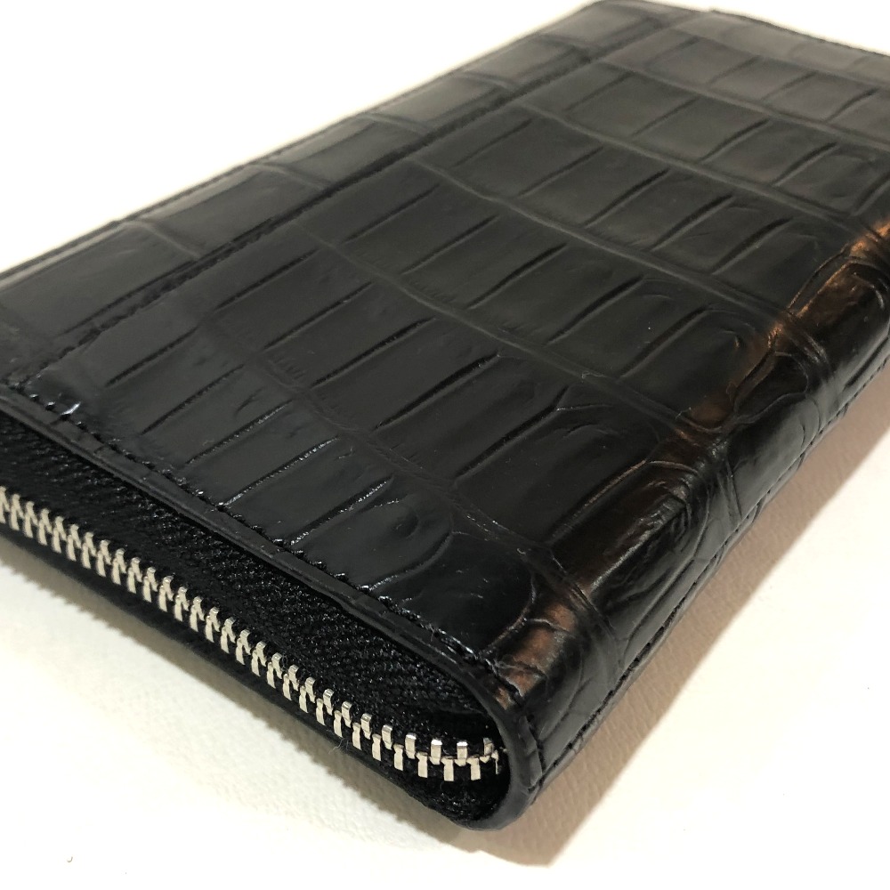 No メンズ財布 Brand No ノーブランド ラウンドファスナー ヘンローン社製 長財布 小銭入れあり メンズ クロコダイル メンズ ブラック 未使用 中古 ブランドショップ リファレンス 未使用 未使用 黒 財布 No Brand ノーブランド 長財布 小銭入れあり あす
