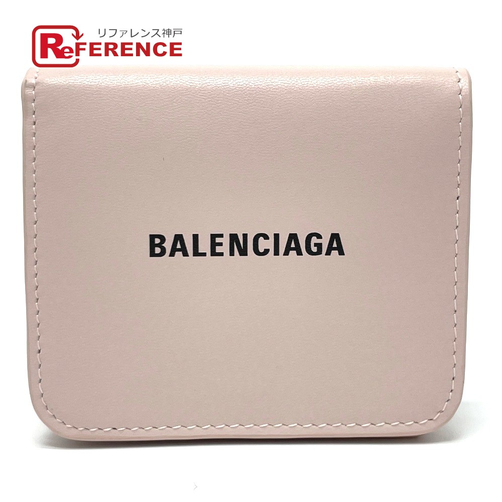 Balenciaga バレンシアガ ロゴ フラップウォレット 短財布 二つ折り財布 小銭入れあり レザー レディース ライトローズ ピンク 中古 Mozago Com