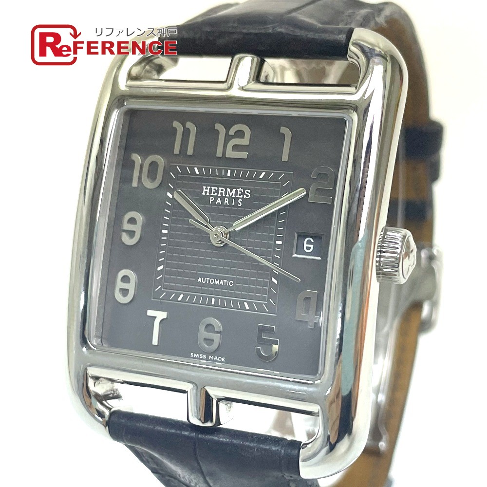 新素材新作 Hermes エルメス 中古 シルバー ブラックベルト メンズ Ss 革ベルト 腕時計 自動巻き メカニカル ケープコッド Cd6 710 E 9 Shiinamachi Net