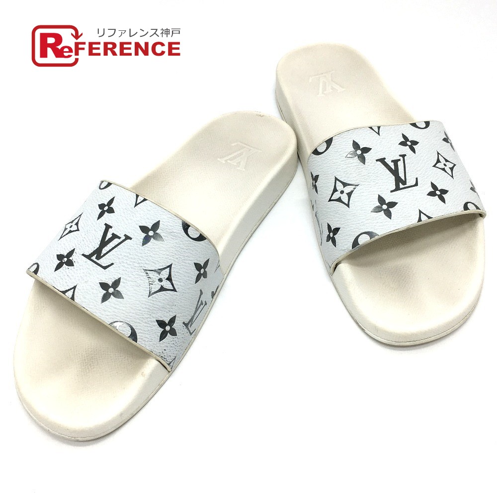日本製 Louis 中古 ホワイト メンズ ラバー サンダル ビーチサンダル ミュール ウォーターフロント ライン モノグラム 1a7wh2 ルイヴィトン Vuitton 1051 4 Www Dupoll Com
