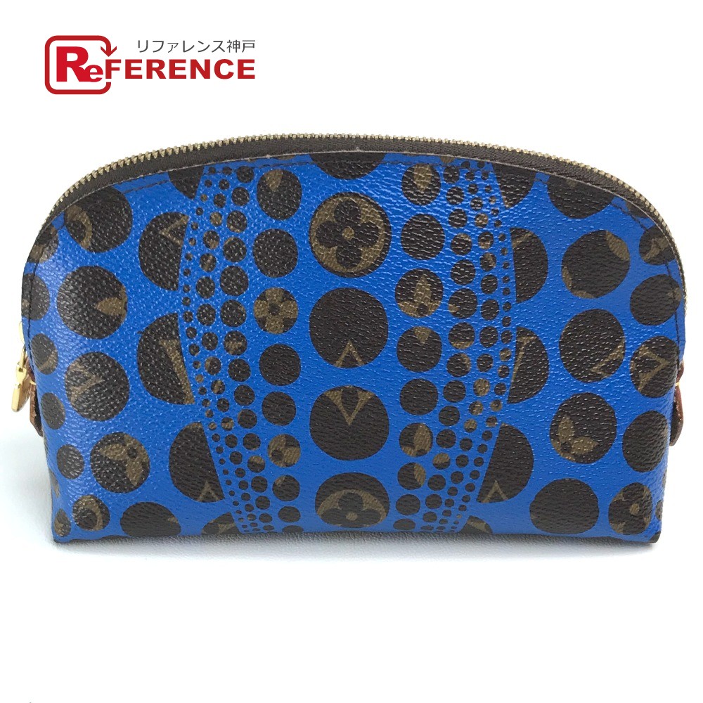 Lv Louis コスメティック ヴィトン ルイヴィトン Vuitton ビトン 化粧ポーチ ブルー ブラウン 中古 青 バッグ あす楽対応 送料無料 Louis Vuitton ルイヴィトン M モノグラム パンプキンドット ポシェット コスメティック 草間彌生 ヤヨイ クサマ 化粧ポーチ