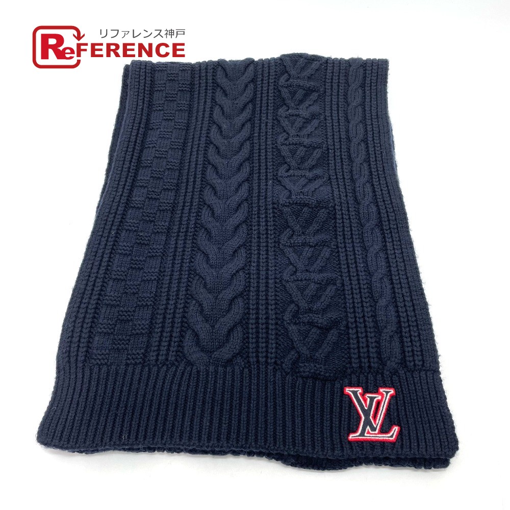 LOUIS VUITTON ルイヴィトン MP2866 LVロゴ エシャルプ LVケーブル マフラー ウール ユニセックス ネイビー 新品同様 【中古】｜ブランドショップ　リファレンス