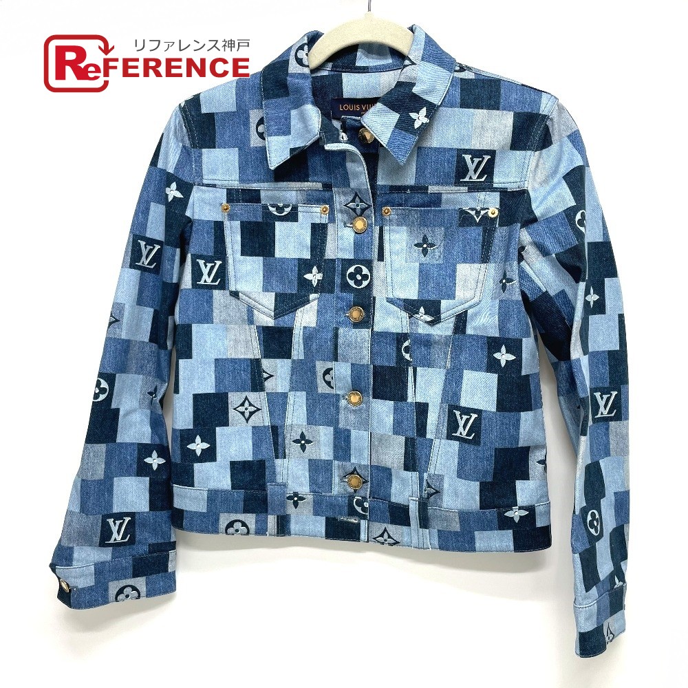ルイヴィトン Louis レディース モノグラムデニム Lv Vuitton ロゴ Fija14tws ブルー Louis 送料無料 ロゴ Vuitton あす楽対応 ブロックチェック 中古 モノグラムチェック おしゃれ 青 ブランド デニム Lv 中古 ルイヴィトン デニムジャケット Louis デニムジャケット