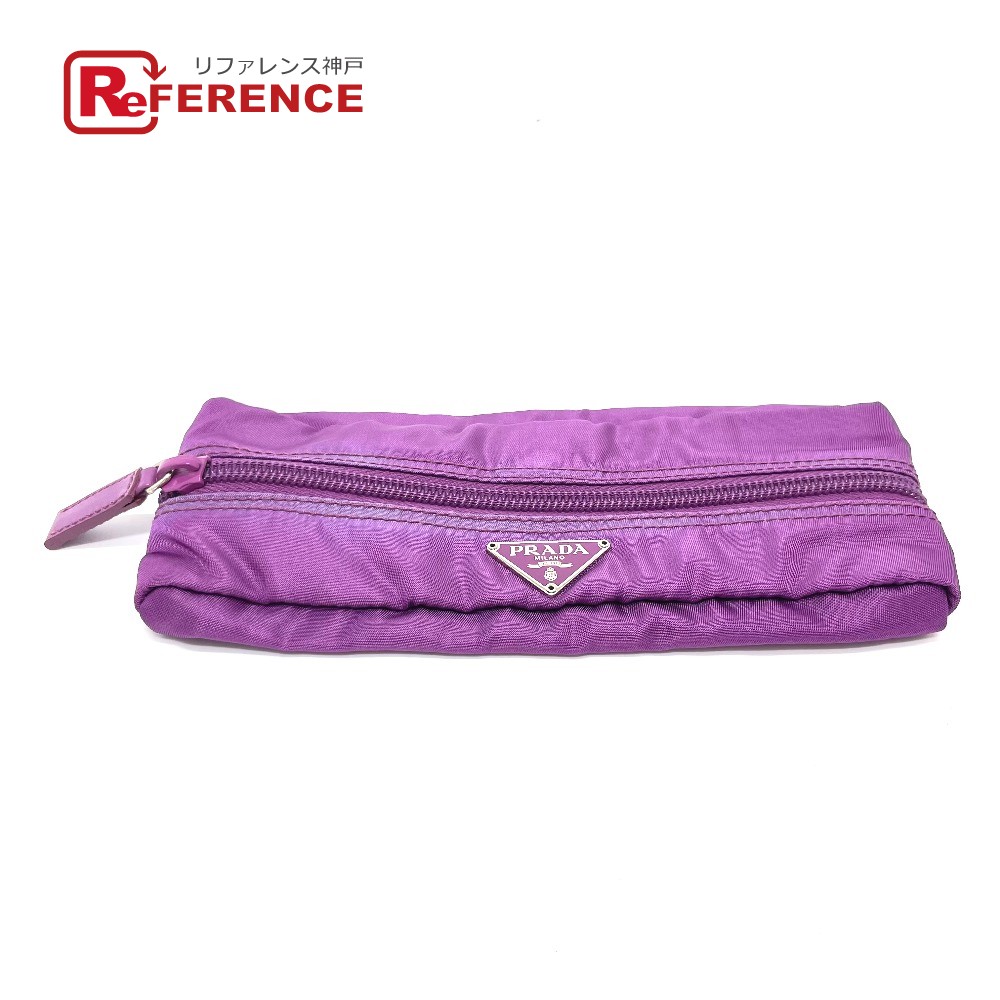 ペンケース 超歓迎された プラダ Prada 中古 パープル ユニセックス ナイロン ペンケース 小物入れ ロゴプレート マルチケース Mv691 Polixpan Com Br