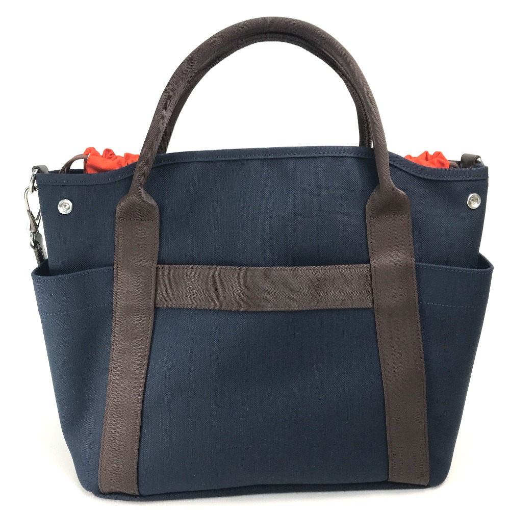 鞄 トートバッグ 紺 未使用 グルーム 橙 エルメス かばん 未使用品 バッグ Hermes トートバッグ あす楽対応 送料無料 Hermes エルメス バッグインバッグ サックドパンサージュ グルーム 2way トートバッグ キャンバス レザー ユニセックス ネイビー ブラウン
