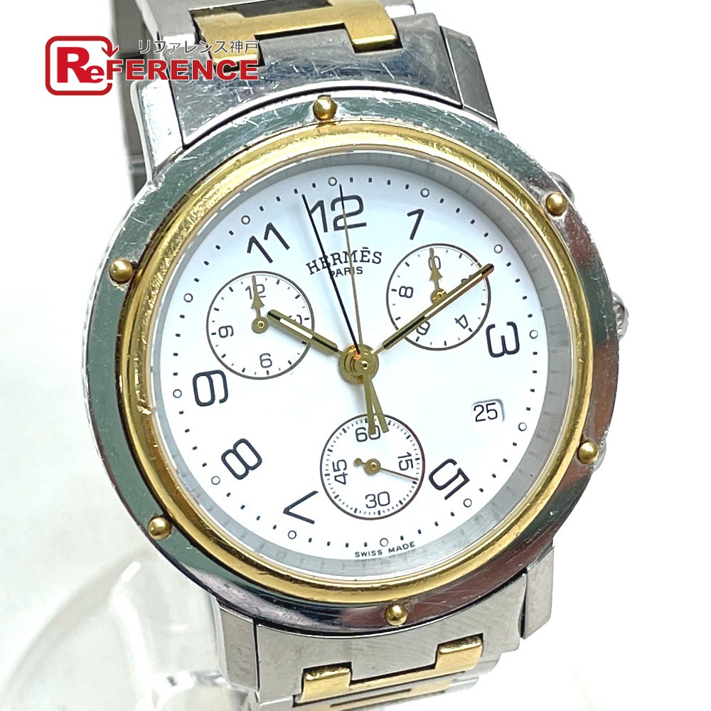 楽天市場 Hermes エルメス Cl1 9 クリッパー コンビ デイト 腕時計 Ss Gp メンズ シルバー 中古 ブランドショップ リファレンス