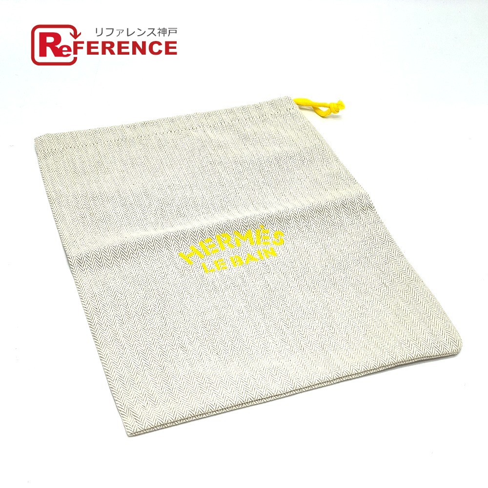 Hermes エルメス Le Bain ルバン 巾着袋 小物入れ トラベルポーチ コットン ユニセックス ベージュ イエロー 未使用 中古 Otce Cl