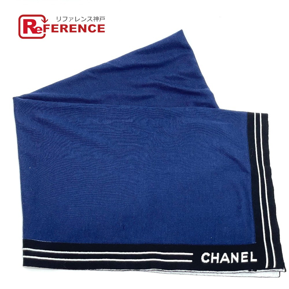Chanel シャネル ロゴ ショール ストール 大判 スカーフ コットン シルク レディース ネイビー ブラック 中古 Lojascarrossel Com Br