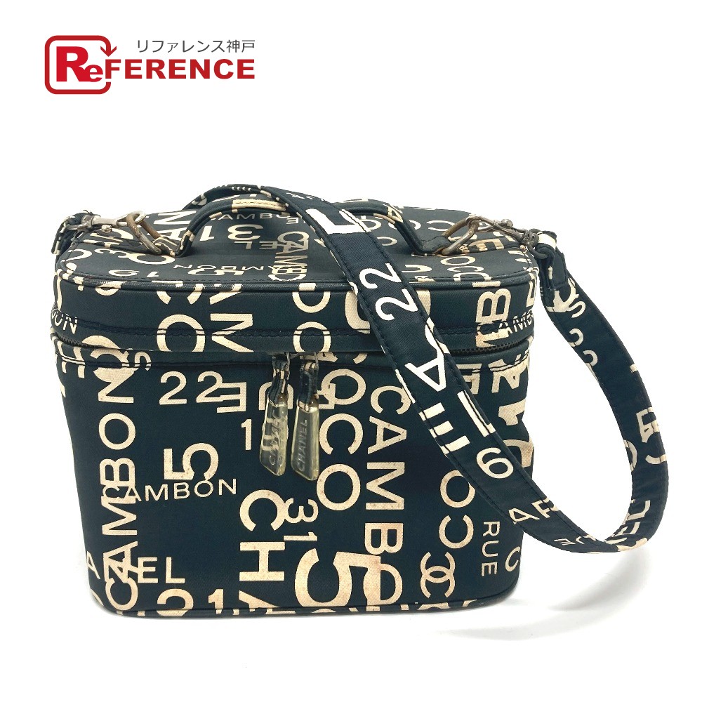 CHANEL シャネル バイシーライン ロゴ バニティバッグ バッグ カバン コスメバッグ 2WAY ショルダーバッグ ハンドバッグ コットンキャンバス レディース ブラック 【中古】