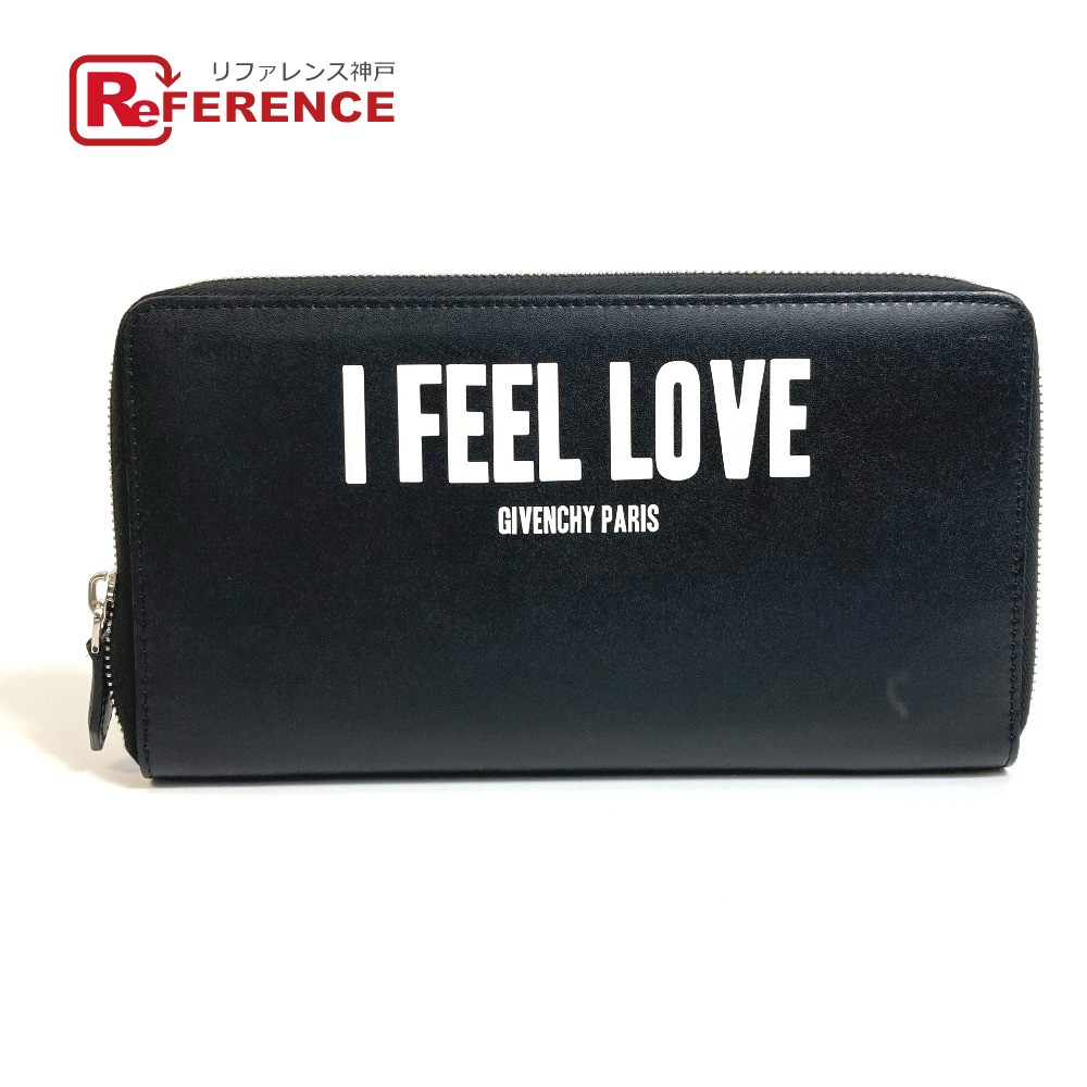 GIVENCHY ジバンシィ  I FEEL LOVE まとめ役 ラウンドジッパー 長紙入れ なめし革  メンズ 黒いこと 【中古】