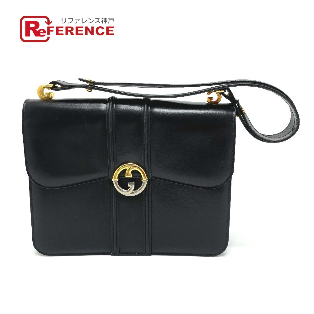 GUCCI グッチ  GG金具 年寄りのグッチ  嚢 肩かけ ショルダーバッグ なめし革  レディース 黒いこと 【中古】