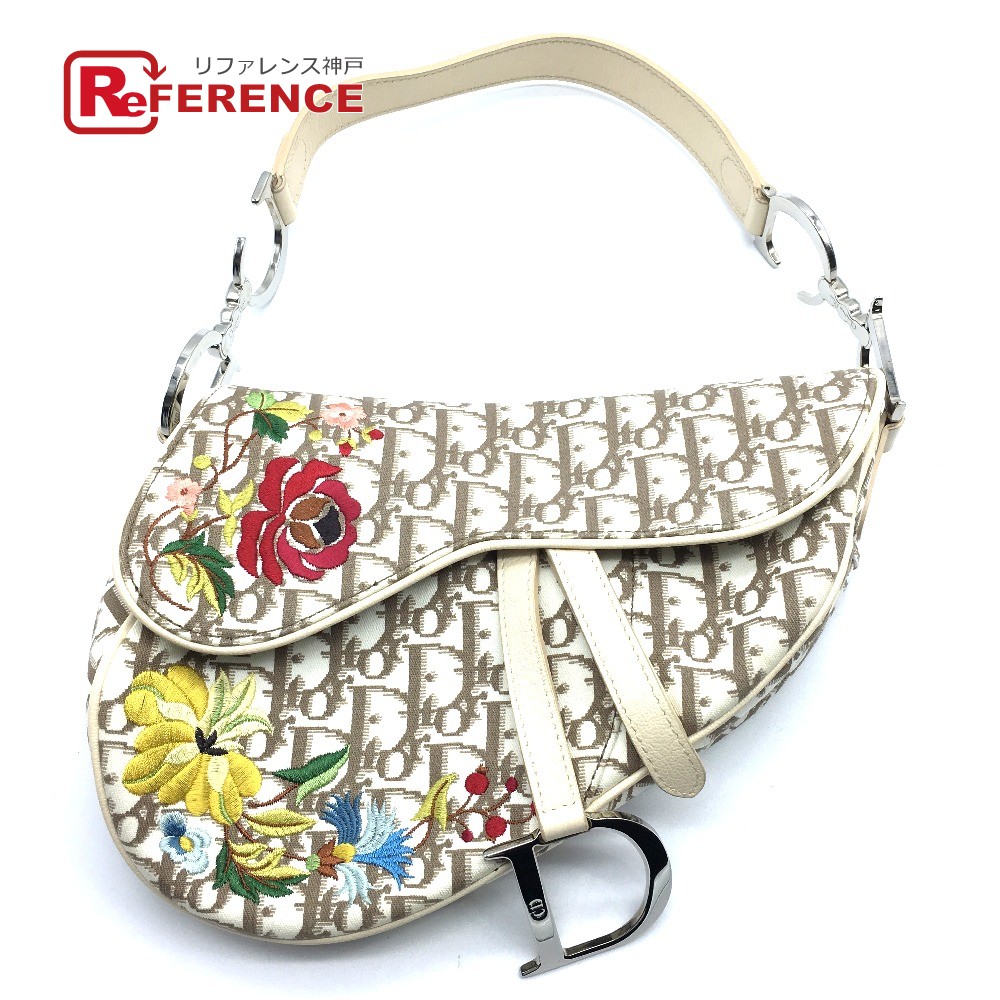 【楽天市場】Christian Dior クリスチャンディオール フラワー刺繍 トロッター オブリーク サドルバッグ CD金具 カバン セミ