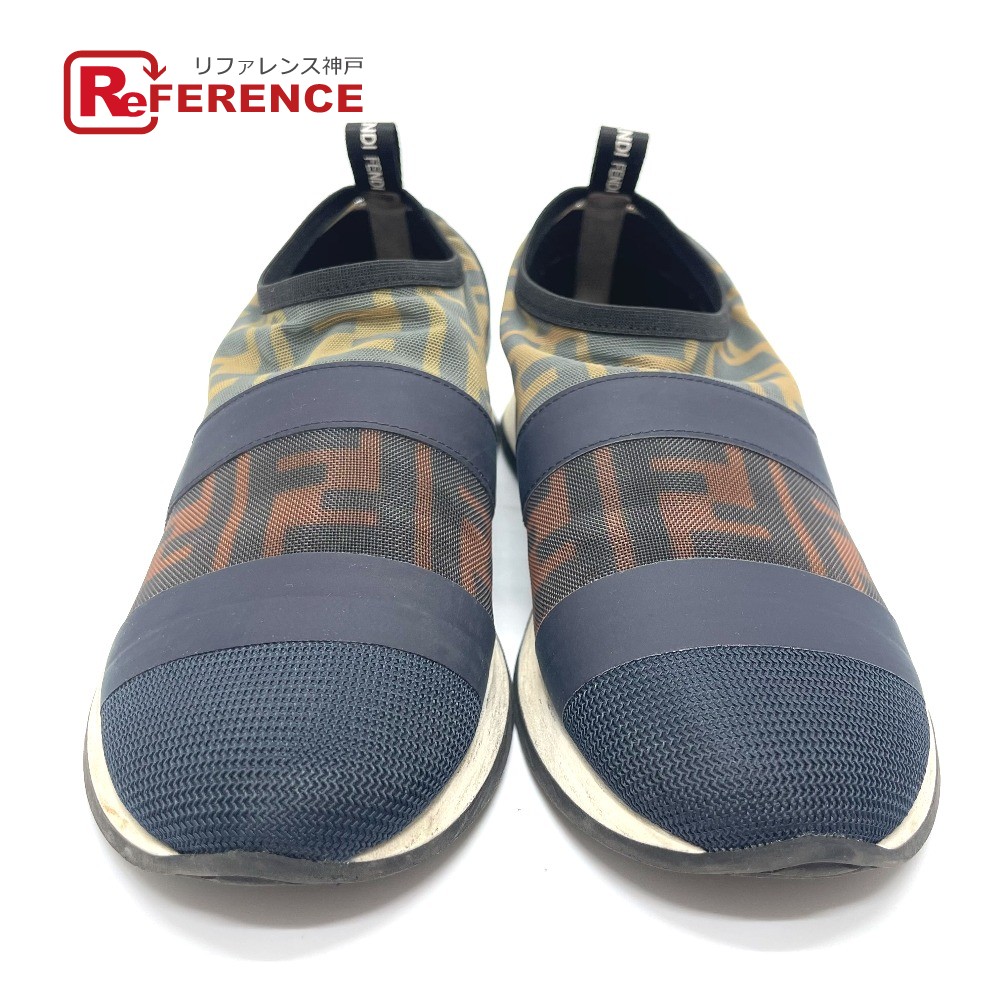 FENDI フェンディ スポーツ ズッカ FF スニーカー メッシュ レディース ブラウン&times;ネイビー 【中古】｜ブランドショップ　リファレンス
