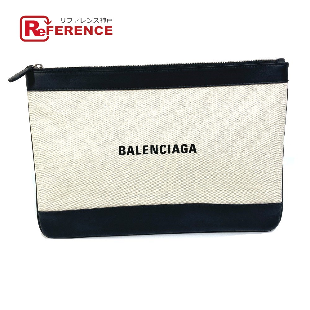 BALENCIAGA バレンシアガ 420407 ロゴ ネイビークリップ M ポーチ