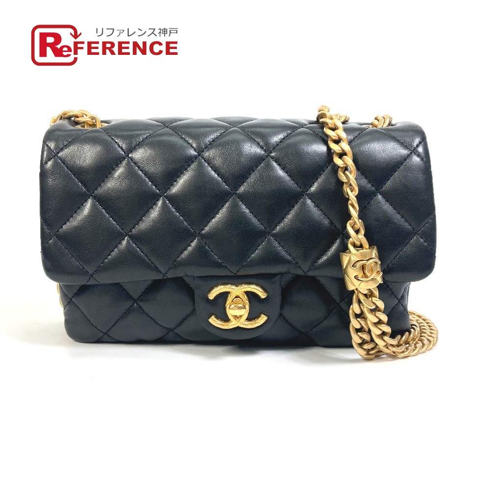 CHANEL シャネル AS3393 CC ココマーク マトラッセ カバン チェーン 斜め掛け バッグ ショルダーバッグ ラムスキン レディース ブラック 【中古】