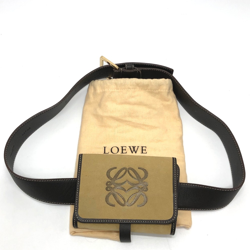 LOEWE ロエベ アナグラム スエード ポーチ レディース ブラウン