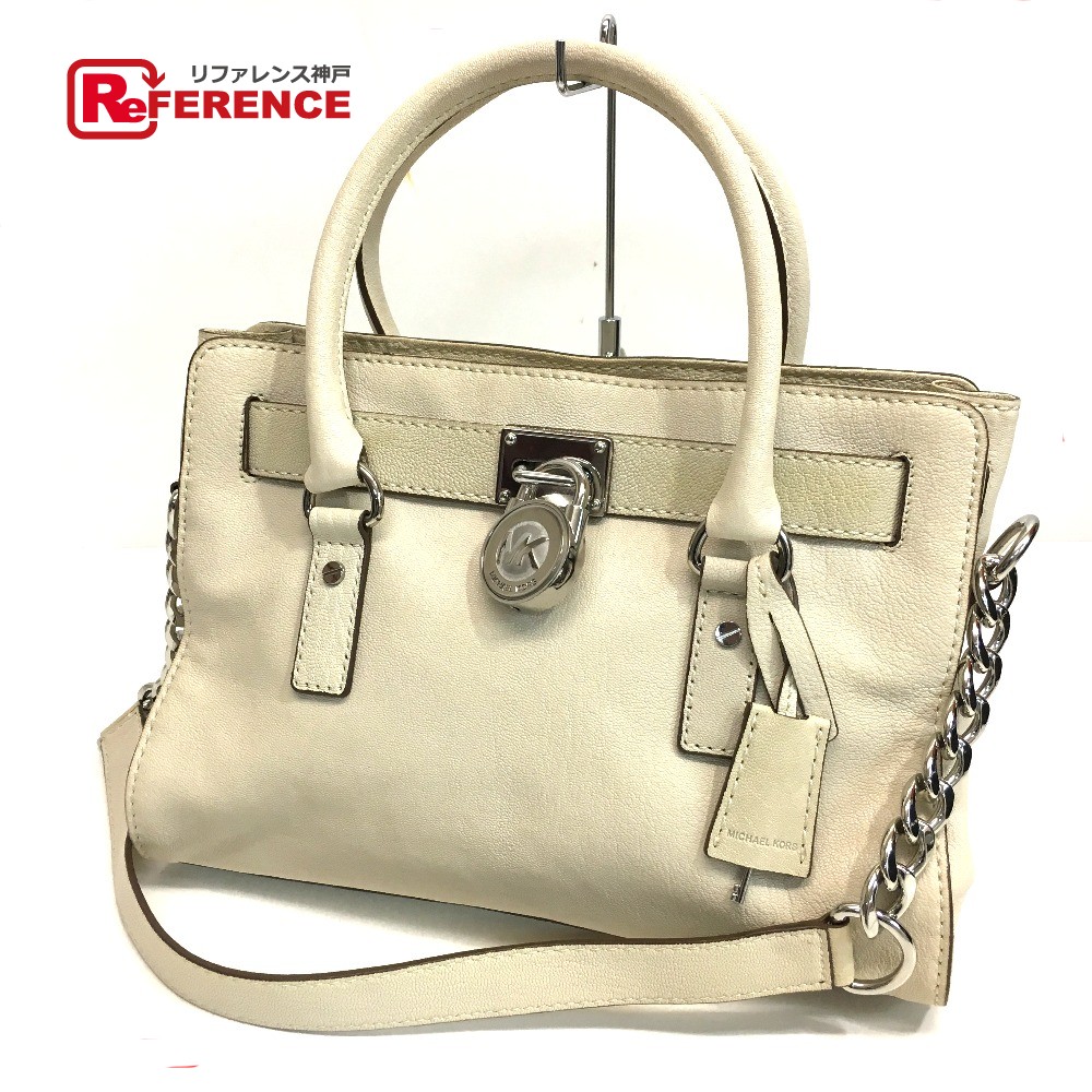 Michael Kors マイケルコース ハミルトン サッチェル カバン ショルダーバッグ トートバッグ レザー レディース オフホワイト 【中古】 10,164円